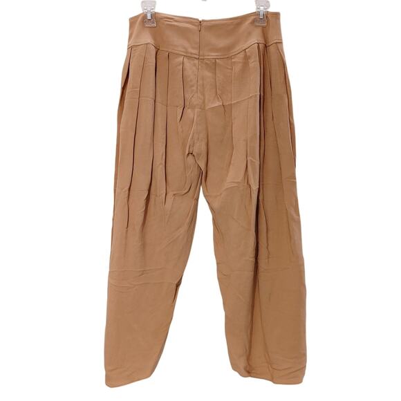 Elevenses Overlay Pants High Waisted Pleated High Low Hem Brown Womens Size 4 - Picture 3 of 8